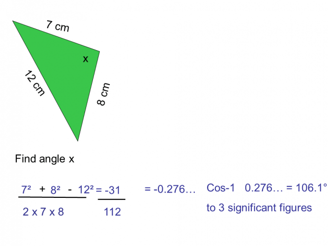 Find an Angle Using the Cosine Rule Worksheet EdPlace